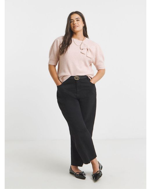 Simply Be Pink Puff Sleeve Bow Back Jumper