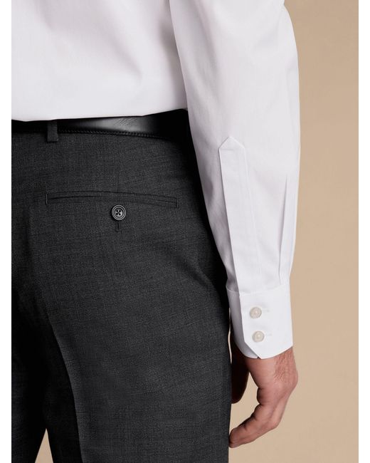 Charles Tyrwhitt Gray Slim Fit 100% Cotton Cutaway Collar Non Iron Poplin Shirt for men