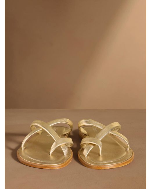 Russell & Bromley Natural Beck Crossover Toe Loop Sandals