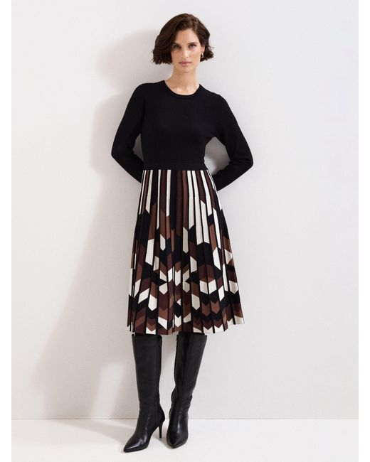 Phase Eight Brown Maci Pleated Dress