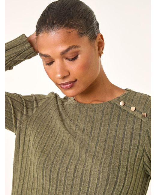 Roman Green Textured Ribbed Swing Dress