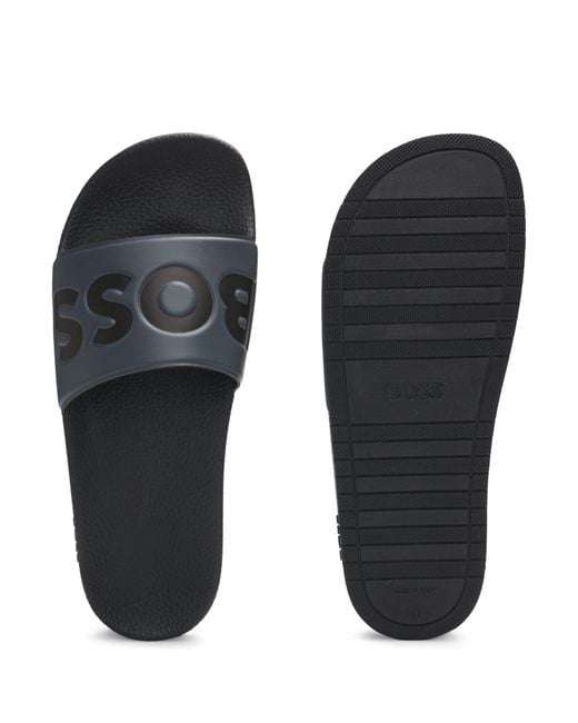 Boss Gray Dark Large Logo Sliders for men