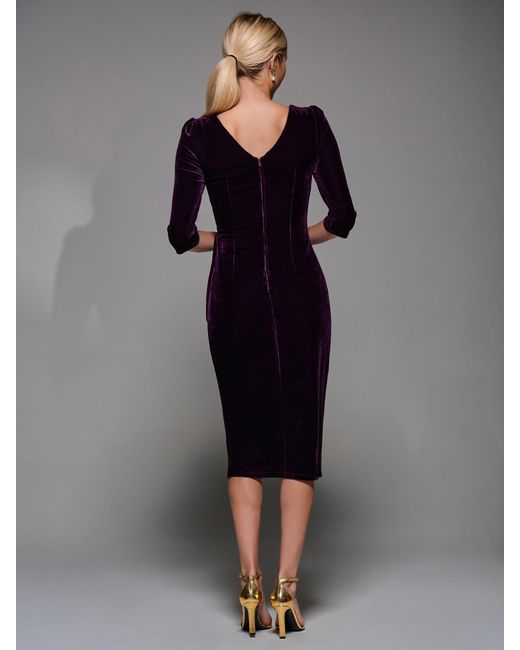 Jolie Moi Blue Side Tie Velvet Bodycon Dress