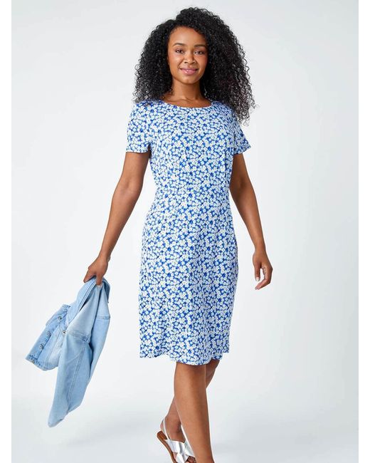 blue dress barn wedding cost Blue Ditsy Floral Loren Mini Dress main image 0
