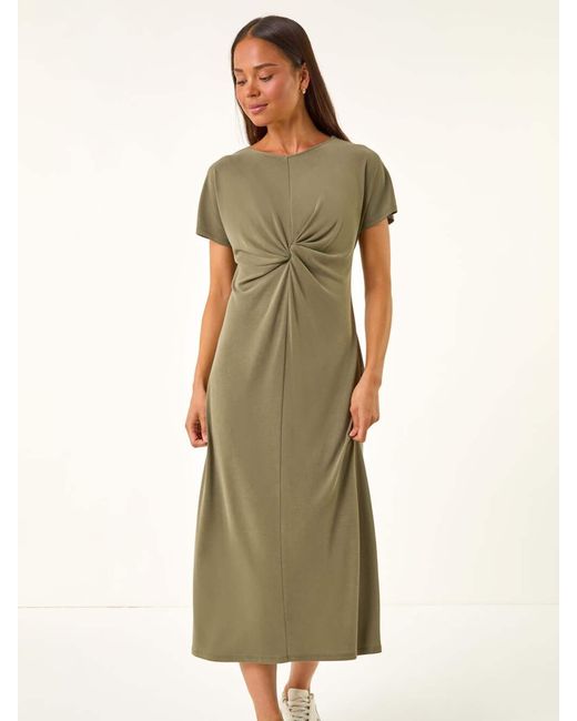 Roman Green Petite Twist Front Midi Dress