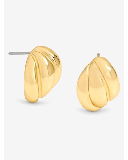 Jon Richard Metallic Plate D Mini Ribbed Stud Earrings