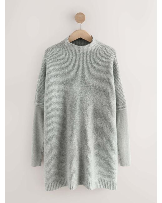 Next Gray Ribbed Mock Layer Poncho