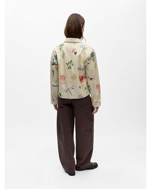 Object Natural Cream Printed Denim Jacket