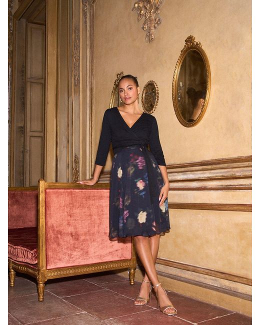 Seraphine Blue Maternity & Nursing Wrap Dress