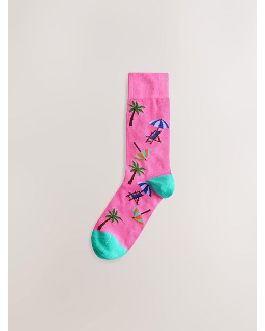 Next Blue Pattern Socks 5 Pack for men