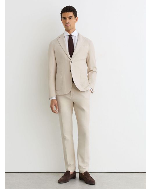 Reiss Natural Garment-Dyed Piqué Single-Breasted Suit Blazer Tailored-Fit for men