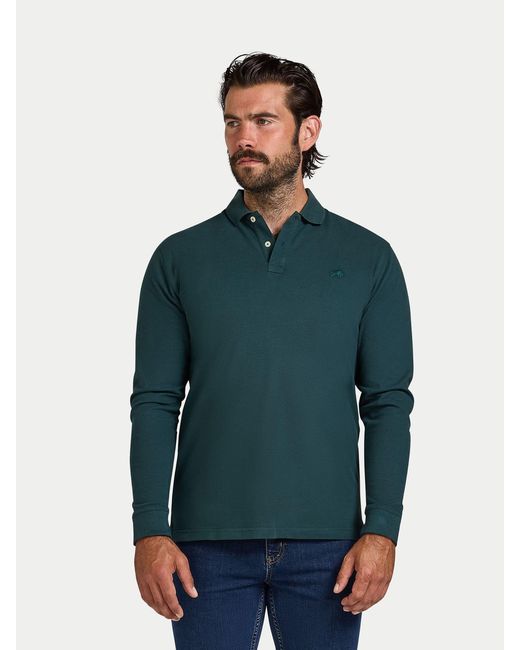Raging Bull Green Long Sleeve Classic Pique Polo Shirt for men
