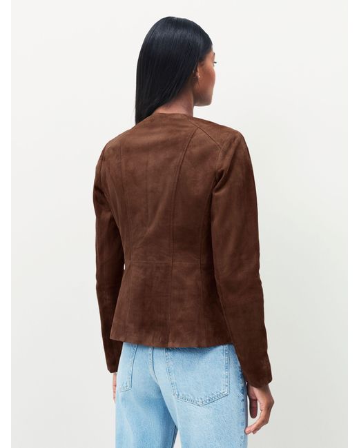 Urbancode Brown Urban Code Collarless Suede Jacket