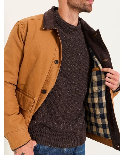FatFace Brown Sand Canvas Barn Jacket for men