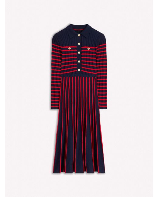 Boden Red Bronte Knitted Rib Shirt Dress