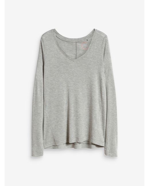 Next Gray Print Slouch Langarm-T-Shirt Mit V-Ausschnitt