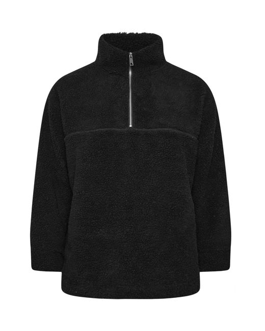 Yours Curve Black Übergroße Borg-Jacke Mit Halbem Reißverschlusseu 50-52 (Uk 22-24)