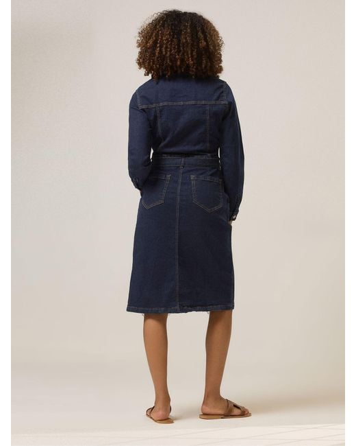 M Com Blue Denim Shirt Dress