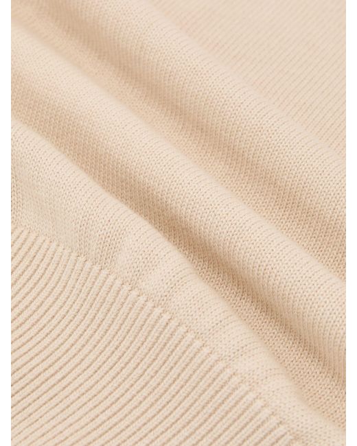 Reiss Natural Aria Cotton And Wool Funnel-Neck Knit Top