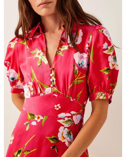 Monsoon Meredith Floral Print Midi Shirt Dress