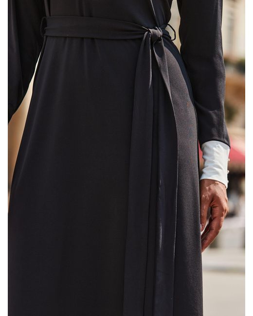 Sosandar Black Contrast Trim Belted Dress