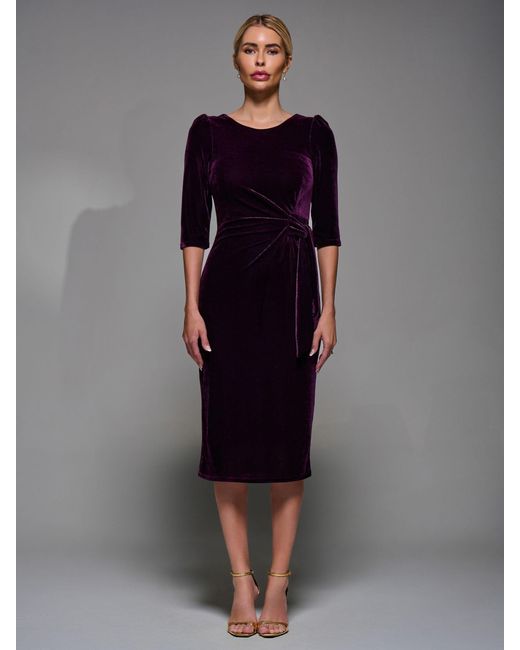 Jolie Moi Blue Side Tie Velvet Bodycon Dress