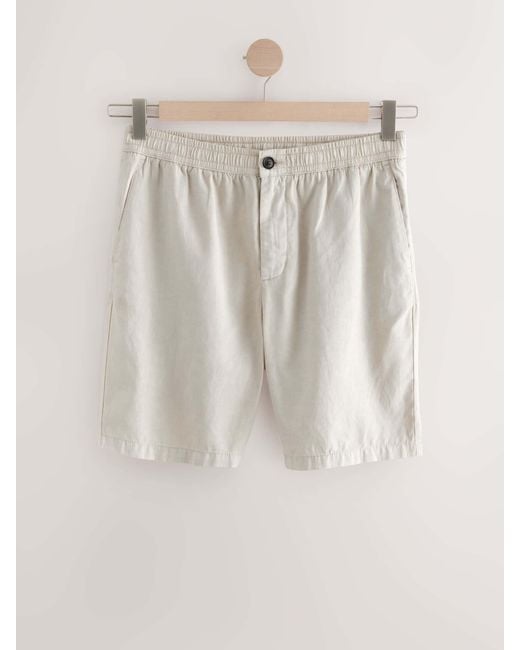 Next Natural Premium Soft Touch Linen Blend Elasticated Waist Shorts for men