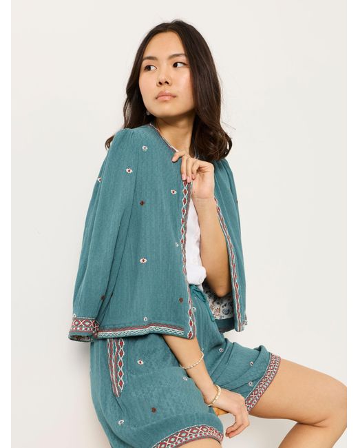 FatFace Blue Fatface Evie Embroidered Shorts