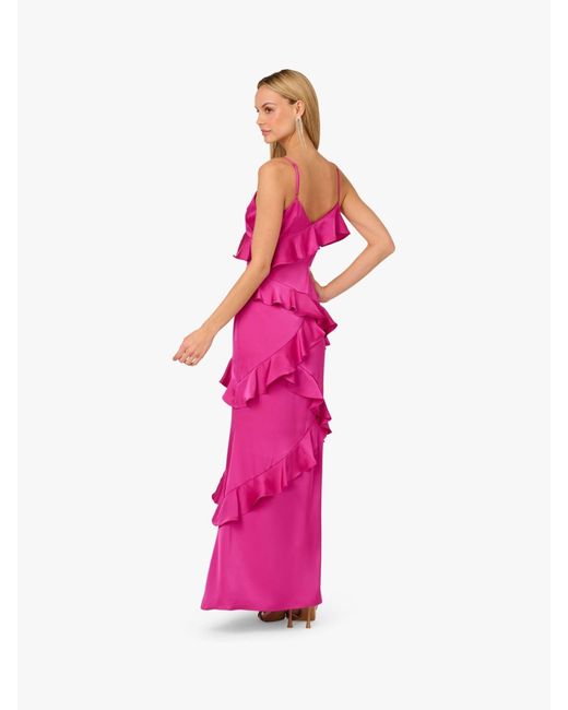 Adrianna Papell Pink Adrianna By Stretch Satin Long Dress