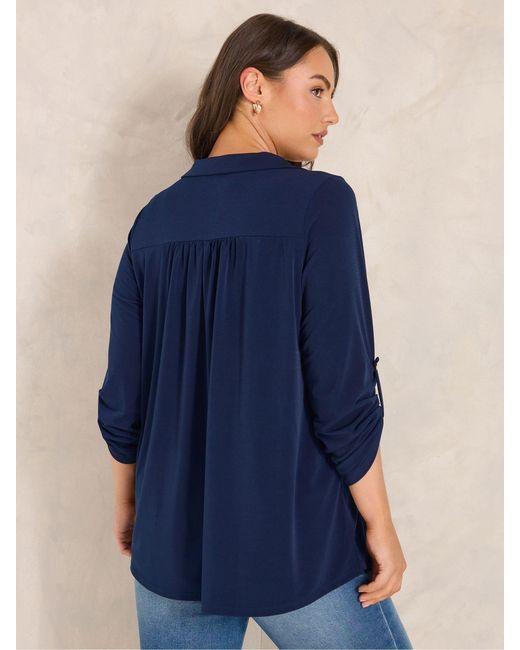Evans Blue Collared Jersey Shirt