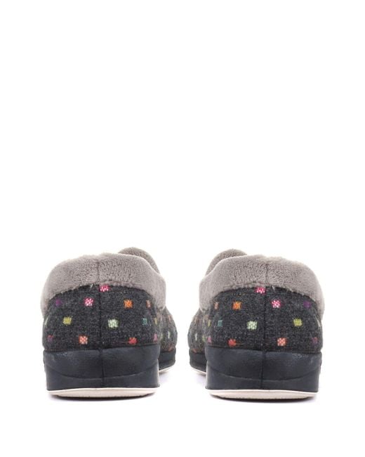 Pavers Gray Dark Polka Dot Slippers