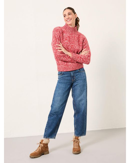 FatFace Red Fatface Casey Twist Knitted High Neck Jumper