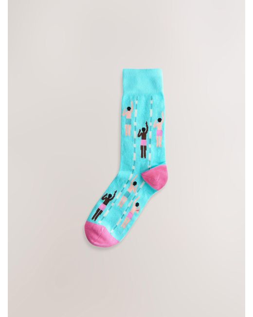 Next Blue Pattern Socks 5 Pack for men