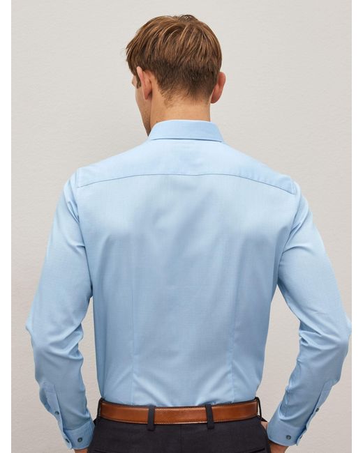 Next Blue Slim Fit Easy Care Textured Single Cuff Smart Shirt for men