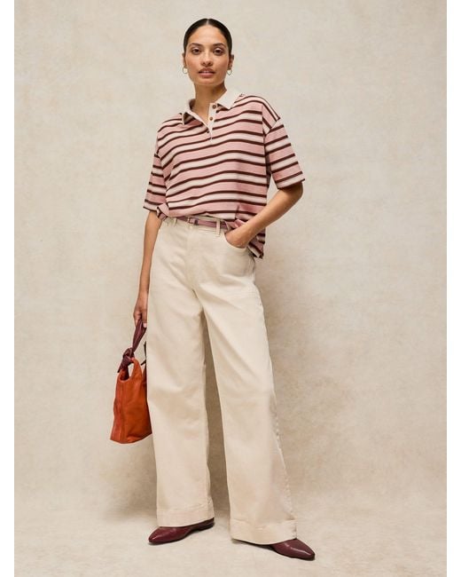 White Stuff Pink Ruby Rugby Stripe Top