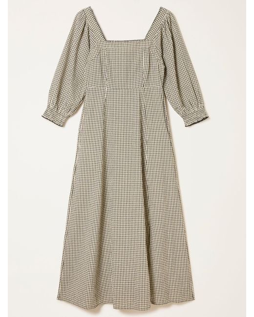 FatFace Natural Fatface Isla Petite Gingham Midi Dress