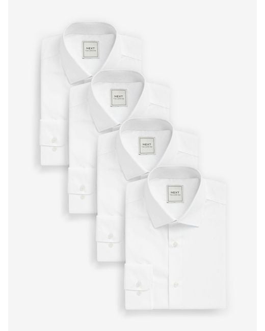Next White Slim Fit Easy Care Single Cuff Smart Shirts 4 Pack for men