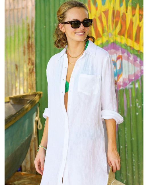 Aspiga Yellow Saffron Cheesecloth Beach Shirt