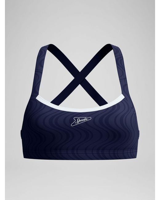 Speedo Blue Texture Cross-Back Bikini Top
