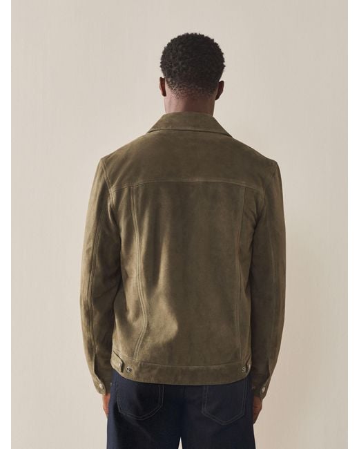 Next Green Suede Zip Through Western Jacket for men