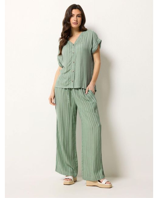 M Com Green Short Puff Sleeve Blouse