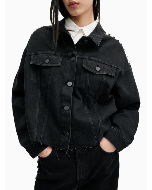 AllSaints Black Allsaints Piper Stud Shacket