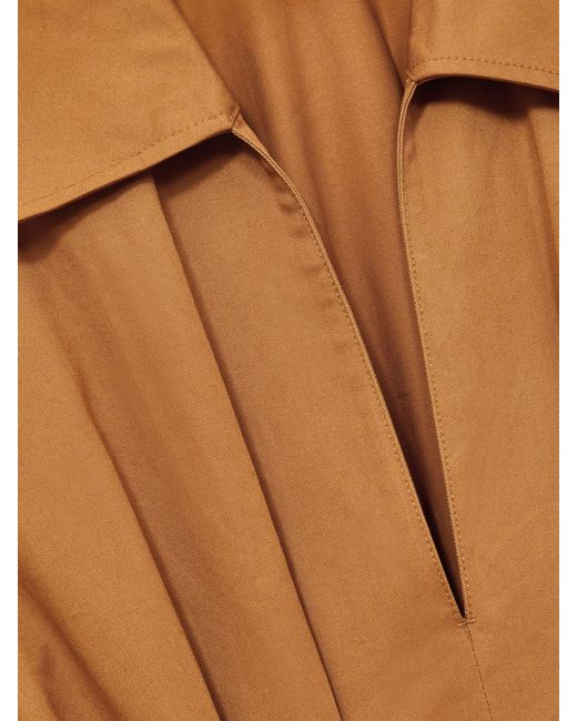 Reiss Brown Aubrey Cotton Pleated-Waist Midi Dress