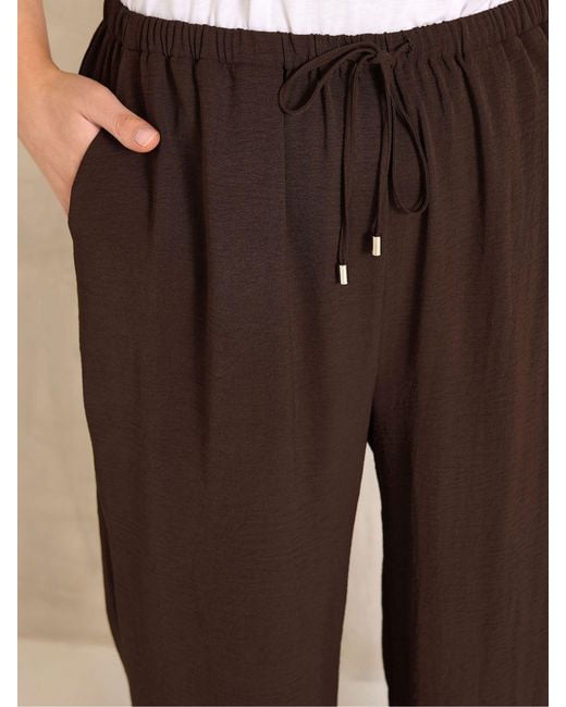 Evans Brown Pull On Crepe Trousers