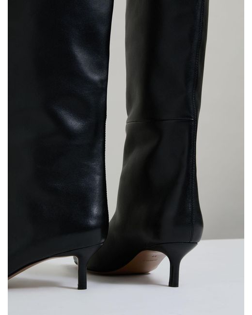 Reiss Gray Leather Kitten Heel Boots