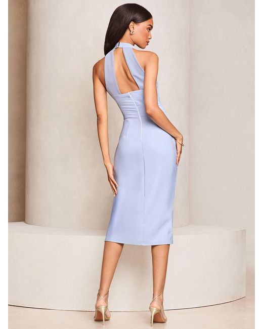 Lipsy Natural Square Halter Neck Bodycon Dress