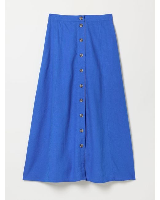 FatFace Blue Fatface Issa Linen Midi Skirt