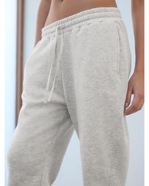 Self White Cuffed Joggers