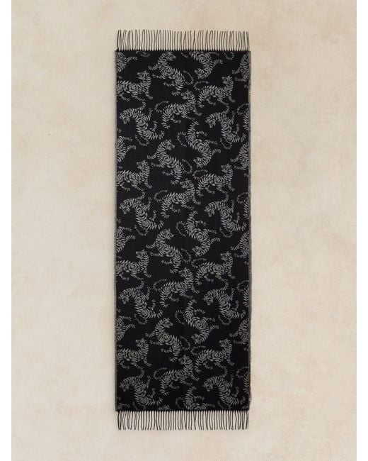 White Stuff Black Midweight Pattern Scarf