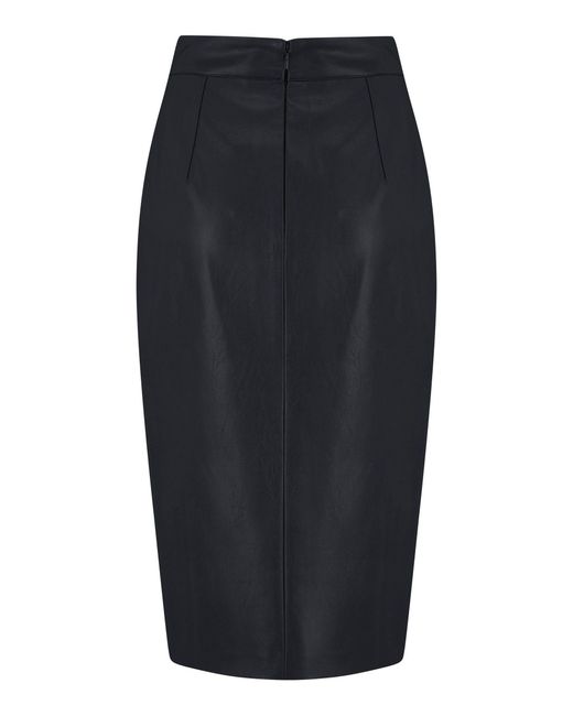 Pour Moi Blue Elise Faux Leather Midi Pencil Skirt